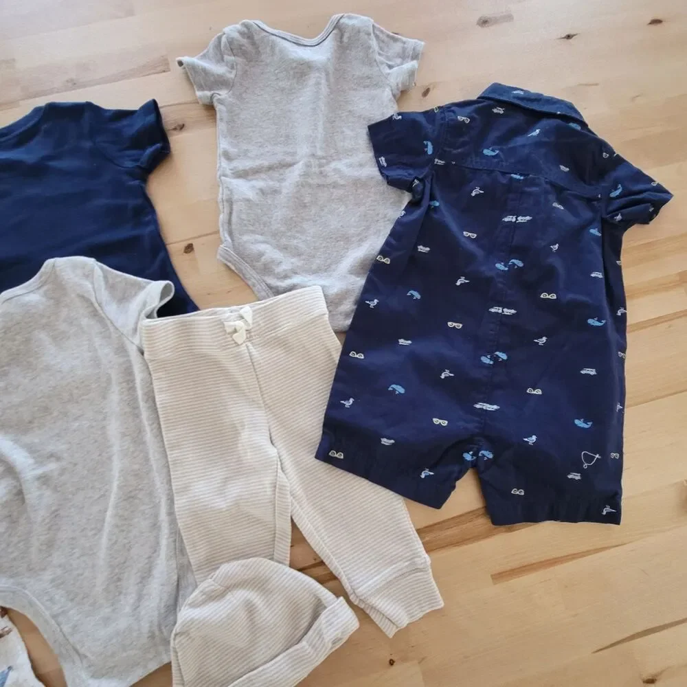 Baby Boy Clothing Lot 3m 3-6m Carter's NEW Spring Summer One Piece Pajamas Blue